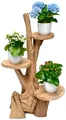 Produktbild: Stephans Möbelbörse Teak Blumenständer mit 3 Ablagen Blumenpodest Pflanzentreppe Blumenregal Ständer Blumenhocker Massiv Holz Podest Regal 60cm
