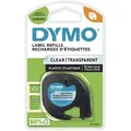 Produktbild: DYMO Original LetraTag Etikettenband | schwarz auf transparent | 12 mm x 4 m | selbstklebendes Kunststoff Schriftband | für LetraTag-Beschriftungsgerät