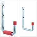 Produktbild: Relaxdays Wandhaken 6er Set, 2 Größen, bis 17,5 kg, Haken für Garage, Werkstatt, Keller, Stahl, Schaumstoff, silber-rot