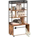 Produktbild: 2-in-1 Katzenklo Schrank, Katzenklo mit 3-Ebenen-Regal Katzenhaus Braun