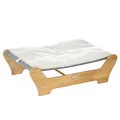 Produktbild: PawHut Katzenbett mit Gestell Hängematte für Katzen erhöhtes Katzennest mit weichem Kissen Kiefernholz Natur 68 x 43 x 20 cm