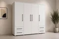 Produktbild: FORTE Kleiderschrank Mokkaris, Garderobe, zeitloses Design, 4 Türen, Made in Europe (B/H/T ca. 206x200x59cm) 4 Schubladen + schwarze Stangengriffe, Made in Europe, viel Stauraum