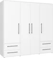 Produktbild: Kleiderschrank - Mattweiß - 4 Flügeltüren - L205,9 x T58,8 x H200 cm - MOKKARIS