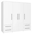 Produktbild: Drehtürenschrank Kleiderschrank 4 Türen 4 Schubladen Weiß matt 206 x 200 cm