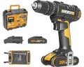 Produktbild: Akku-Schlagbohrschrauber WORX 20V 50Nm WX370, inkl, 2 x Akku 2 Ah, Ladegerät und