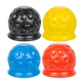 Produktbild: Abdeckung für Anhängerkupplungen, 4 Stück, Vier Farben, Kunststoff, für Ø 50 mm Kugelkopfkupplungen, in Golfball-Form, Kupplungskappe Anhänger, Hänger Kupplung Kappe, Schutzkappe für Anhängerkupplung