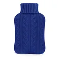 Produktbild: samply Wärmflasche mit Bezug – Weicher Premium Strickbezug – 2L groß Wärmeflasche, Navy blau