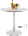 Produktbild: VEVOR runder Esstisch Küchentisch Holztisch (80 cm / 113,4 kg belastbar) für 2–4 Personen, moderne Bürotische mit Säulenfuß im Tulpendesign
