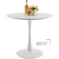 Produktbild: VEVOR runder Esstisch Küchentisch Holztisch (80 cm / 113,4 kg belastbar) für 2–4 Personen, moderne Bürotische mit Säulenfuß im Tulpendesign, für Küche zu Hause Wohnzimmer, weiß (nur Tisch)