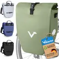 Produktbild: Valkental - Große & wasserdichte Gepäckträgertasche - 20L Füllvolumen - Fahrradtasche für Gepäckträger mit Reflektoren in Natur Grün