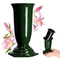 Produktbild: KADAX Grabvase, Vase aus Kunststoff, Blumenvase, Kunststoff-Vase für Blumen, wetterfeste Friedhofsvase, frostsicher Steckvase für Grab, witterungsbeständiger Grabschmuck (15cm, grün)
