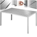 Produktbild: tectake® Gartentisch, Outdoor Esstisch, Balkontisch in Holz Optik, Terrassentisch mit Aluminiumrahmen, Gartenmöbel wetterfest, 150 x 90 x 74,5 cm, Tisch für Garten, Lounge, Sitzgruppe - Silber/grau