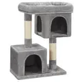 Produktbild: FEANDREA Kratzbaum, M-XL Katzenbaum, mit 2 Häuschen, Sisalstämme, kompakt grau 60 cm x 84 cm x 40 cm