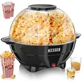 Produktbild: KESSER® Popcornmaschine: 800W Popcornmaker - 5,5l großer Inhalt, Antihaftbeschichtung, Deckel & Servierschale, für Öl/Butter/Zucker, Stille & S... - Schwarz