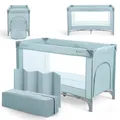 Produktbild: KikkaBoo Reisebett Baby SO GIFTED, Kinderreisebett 120x60 cm, bis 15 kg, Faltbar & Kompakt, Tragbar mit Transporttasche, Zusammenklappbar für Reise & Urlaub, Minze