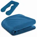 Produktbild: Bezug für schwangerschaftskissen stillkissen xxl seitenschläferkissen pregnancy pillow groß komfortkissen u form lagerungskissen schlafkissen abnehmbarem bezug seitenschläfer 135 cm Marineblau