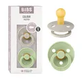 Produktbild: BIBS Colour Schnuller 2er-Pack, BPA-frei, Kirschform Nippel. Naturkautschuk/Latex, Hergestellt in Dänemark. Größe 1 | 0+ Monate | 2-Pack, Sand/Pistachio