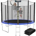 Produktbild: KINETIC SPORTS Trampolin Outdoor 'Salto Plus' Ø 183/244/305/366/400/430/490 cm - Komplett-Set für Kinder, USA Sprungtuch, Netz, Randpolster, Leiter - bis zu 160kg Blau-4 Ø 275 cm Ø 275 cm, Blau-4
