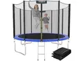 Produktbild: KINETIC SPORTS Trampolin Outdoor 'Salto Plus' Ø 183/244/305/366/400/430/490 cm - Komplett-Set für Kinder, USA Sprungtuch, Netz, Randpolster, Leiter - bis zu 160kg Blau-4 Ø 275 cm Ø 275 cm, Blau-4