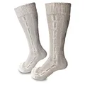 Produktbild: Steigenhöfer Manufaktur Trachtensocken Herren und Damen Lang – Klassische Trachtenstrümpfe im Zopfmuster – Oktoberfest Strümpfe aus Baumwolle für Männer & Frauen – Braun – 35-38