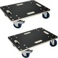 Produktbild: Ecd Germany - 2er Set Transportroller mit 2x Feststellbremse, 40x60 cm bis 800kg Siebdruckplatte, PP-Räder, Transporthilfe für Umzug Rollbrett