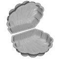 Produktbild: Wassermuschel Sandmuschel Sandkasten 2-teilig aus Kunststoff Muschel mit Deckel (grau mit Seesterne)