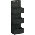 Produktbild: Relaxdays Hängeorganizer Stoff, Türorganizer mit 3 Aufbewahrungskörben, Wandorganizer Bad, PP, HBT: 75x25x15cm, schwarz