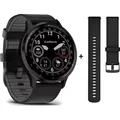 Produktbild: Garmin VENU® 3 VENU 3 Schwarz/Schiefergrau mit Schnellwechsel-Leder-Armband + Schnellwechsel-Silikon-Armband