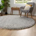 Produktbild: Steffensmeier Hochflor Teppich Twilight | Wohnzimmer | Beste Qualität | Elastischer Flor | Silber meliert 6699; Größe: Ø160 cm rund