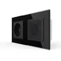 Produktbild: Luxus-Time Livolo Bluetooth Lautsprecher Einbaulautsprecher Box mit Steckdose für Unterputz inkl. Glasrahmen Schwarz