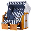 Produktbild: bene living Strandkorb Ostsee - blau/weiß - PE weiß