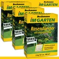 Produktbild: Beckmann 3 x 3 kg Rasendünger mit Langzeitwirkung Langzeitstickstoff Golfgreen