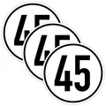 Produktbild: 3 Stück – Aufkleber Geschwindigkeits-Schild „45 km/h“ Folie selbstklebend gem...