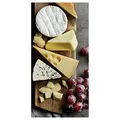 Produktbild: Appetitliches Deko Stoffbanner,Käsebrett mit Trauben' 100 x 200 cm Gelb Deko-Banner Textil-Banner Dekoration Banner Wanddeko schwer entflammbar