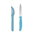 Produktbild: Victorinox Spargelschäler Universalschäler mit Pendelklinge, Extra scharf, Zackenschliffklinge, zweischneidig, Swiss Made, Limited Edition Karibikblau