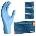 Produktbild: ARNOMED Einweghandschuhe Blau Extra Stark, Einmalhandschuhe in L, 50% dickere Nitrilhandschuhe, 100 Stk./Box, Handschuhe Einweg puderfrei, latexfreie Gummihandschuhe, Einweghandschuhe in S, M, L & XL