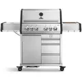 Produktbild: BURNHARD® Gasgrill Big EARL 4-Brenner Gasgrill Edelstahl, 4-Brenner mit 3 Schubladen, UV-beständiger Abdeckhaube, inkl. Gusseisen Grillrost silberfarben