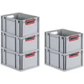 Produktbild: PROREGAL SparSet 5x Eurobox NextGen Color, HxBxT 22x30x40cm, 20 Liter, Griffe rot offen, Grau, Eurobehälter, Box, Transportbehälter