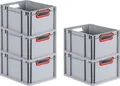 Produktbild: SuperSparSet 5x Eurobox NextGen Color | HxBxT 22x30x40cm | 20 Liter | Griffe rot offen | Glatter Boden | Eurobehälter, Transportbox, Transportbehälter, Stapelbehälter