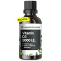 Produktbild: natural elements Vitamin D3 - Laborgeprüfte 5000 I.E. pro Tropfen - 50ml (1700 Tropfen) - In MCT-Öl aus Kokos - Hochdosiert, flüssig