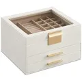 Produktbild: SCHMUCKSCHATULLE auf 3 Ebenen mit Glasdeckel und 2 Schubladen - L23,1 cm