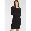 Produktbild: Strickkleid TAMARIS, Damen, Gr. 34, N-Gr, schwarz, Strick, Obermaterial: 70% Viskose, 30% Polyamid, unifarben, figurbetont mini, Rundhals, Raglanärmel, Kleider Strickkleid, aus Viskosemischung mit trendy Zippern