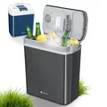 Produktbild: Juskys elektrische Kühlbox 24 Liter 12 V / 230 V für Auto, LKW, Reisemobil, Camping - Mini Kühlschrank kalt & warm - thermoelektrische Box - Grau