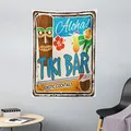 Produktbild: ABAKUHAUS Tiki Bar Wandteppich, Weinlese-Zeichen aus Weiches Mikrofaser Stoff Waschbar ohne Verblassen Digitaldruck, 110 x 150 cm,Braun Blau