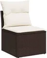 Produktbild: vidaXL Gartensofa ohne Armlehnen mit Kissen Braun Poly Rattan