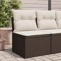 Produktbild: Gartensofa ohne Armlehnen mit Kissen Braun Poly Rattan