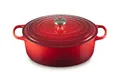 Produktbild: Le Creuset Signature Gusseisen-Bräter mit Deckel, Ø 33 cm, Oval, Für alle Herdarten und Induktion geeignet, Volumen: 7,5 l, 6,595 kg, Kirschrot, 21178330602430