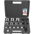 Produktbild: Tecpo Locheisen Satz 14-teilig, Loch Stanzen 5-35mm Durchmesser Lochstanzer Henkellocheisen Werkzeug Set -locheisenhalter Mit Ergonomischem Griff