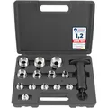 Produktbild: TECPO Locheisen Satz 14-teilig, Loch Stanzen 5-35mm Durchmesser Lochstanzer Henkellocheisen Werkzeug Set -Locheisenhalter mit ergonomischem Griff