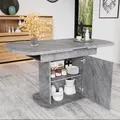 Produktbild: Sweiko Ausziehbarer ovaler Esstisch, L110/130*W70*H75cm,Esstisch mit Stauraum, Kaffee-Freizeittisch, moderner minimalistischer Esstisch, platzsparender multifunktionaler Esstisch, Betonoptik+silberner Griff